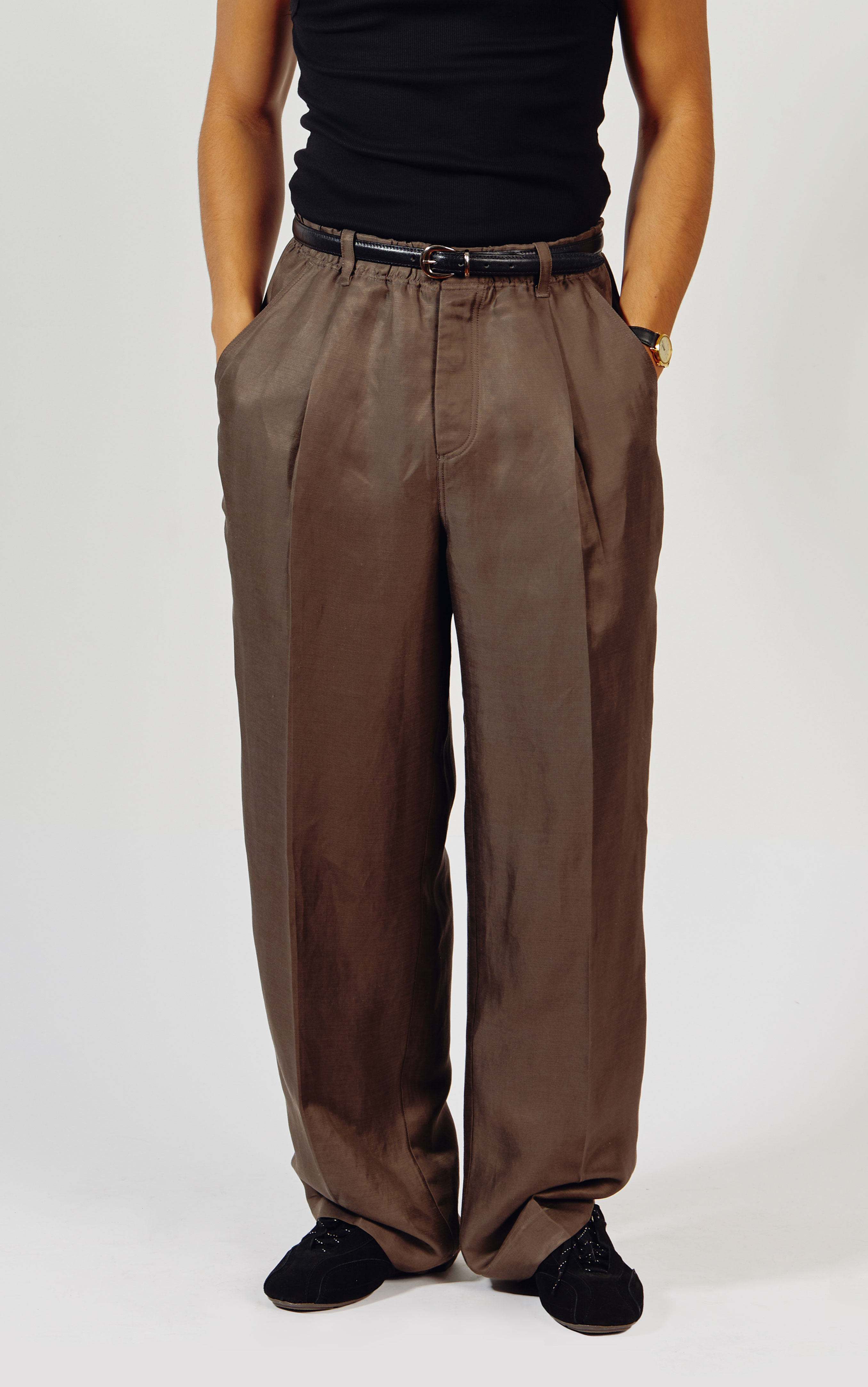 CALÇA FLUIDA MARROM